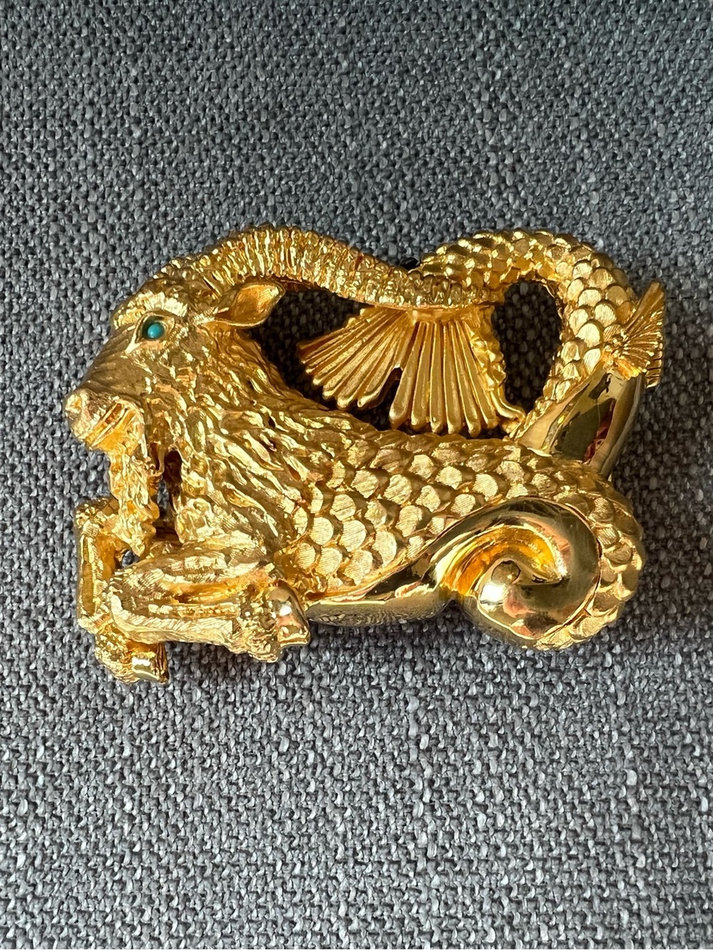 Rare 1992 Lana of London Sterling Silver Vermeil Capricorn Sea Goat Belt Buckle